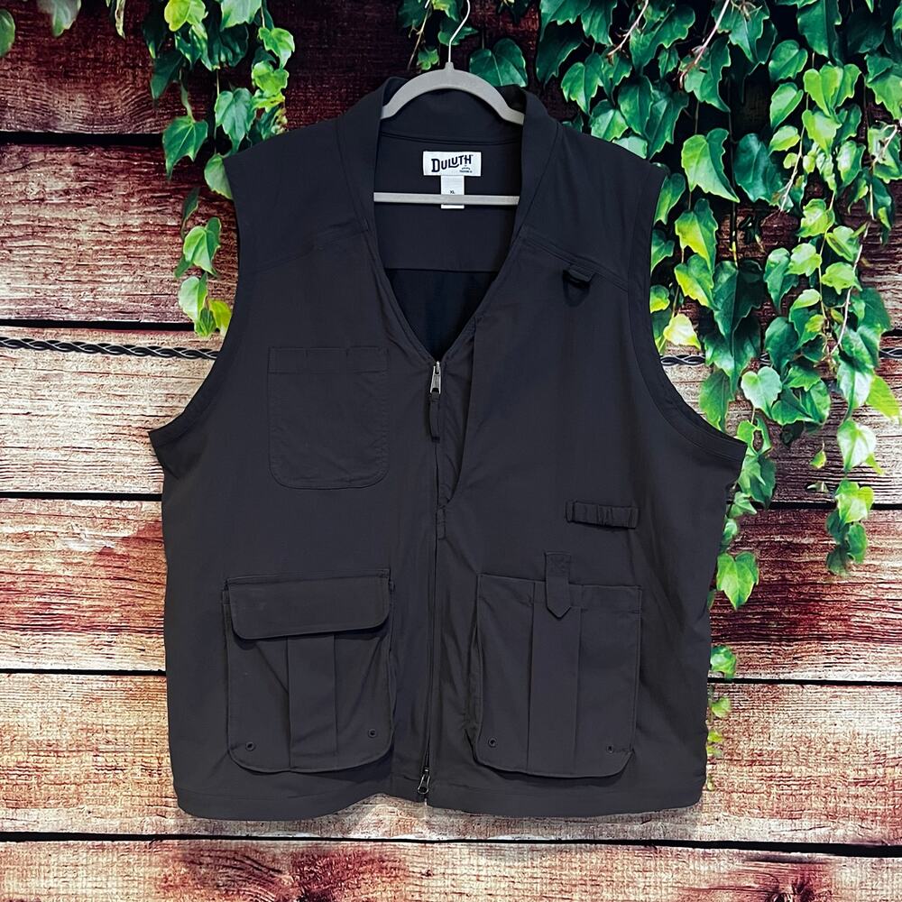 Duluth Mens Gardening Work Vest XL Gray Hiking Fishing Dirt Utility Multi Pocket